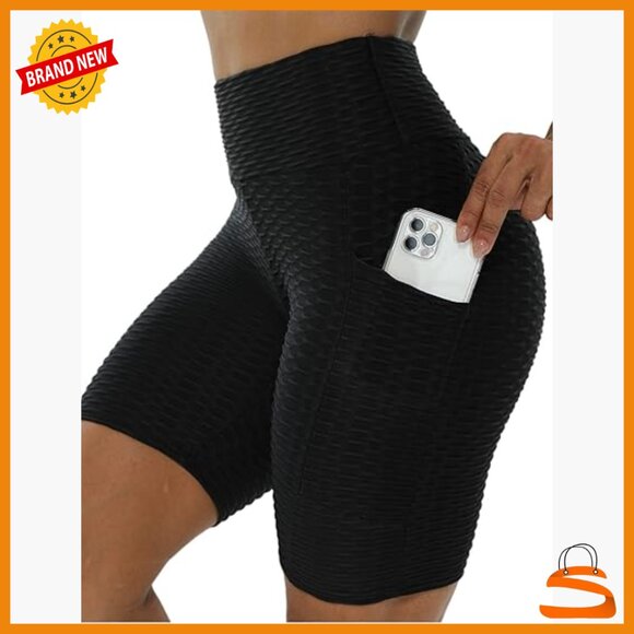 Pants - High Rise Workout Shorts Butt Lift Leggings Anti Cellulite Tummy Control